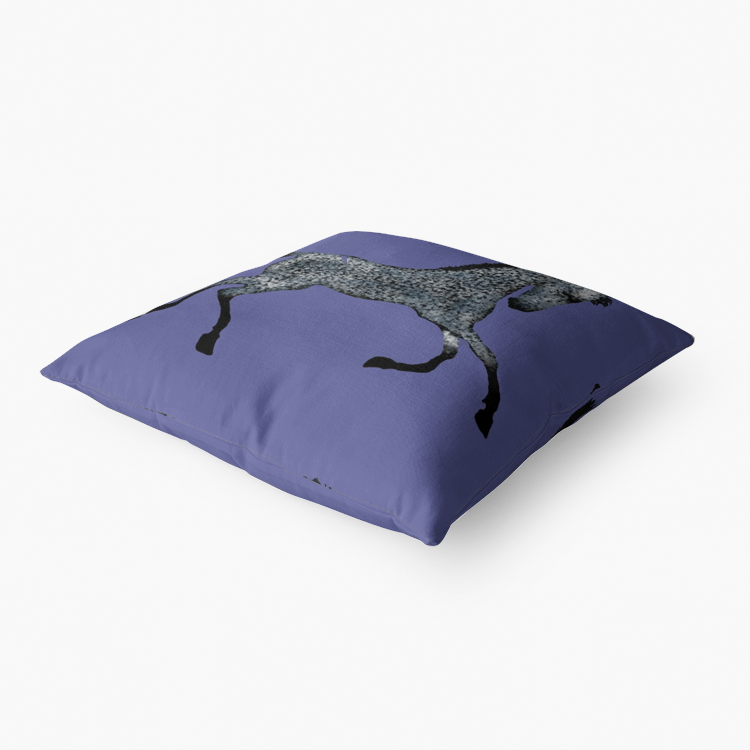 Pillow-Throw-Premium Hypoallergenic-Gray Horse Colt-Purple